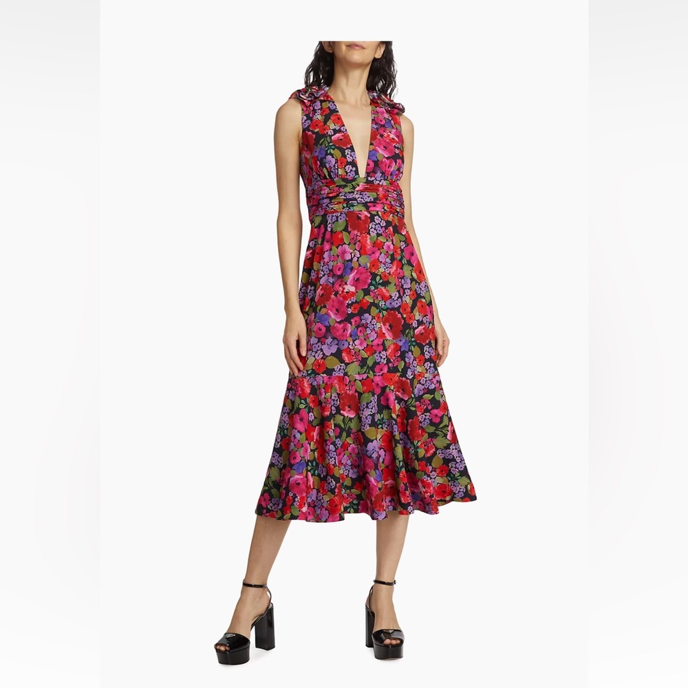 Amur Sorena Floral Ruched Midi Dress